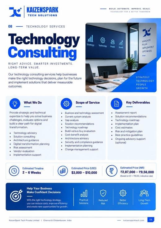 Page 4 of the KaizenSpark Tech service catalog